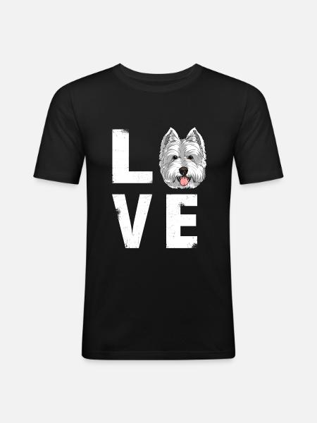 Love West Highland White Terrier Westie Dog - Men's Slim Fit T-Shirt - black