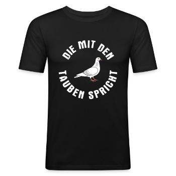 Taube Tauben Vogel - Männer Slim Fit T-Shirt - Schwarz - Vorne - Nik (191cm)