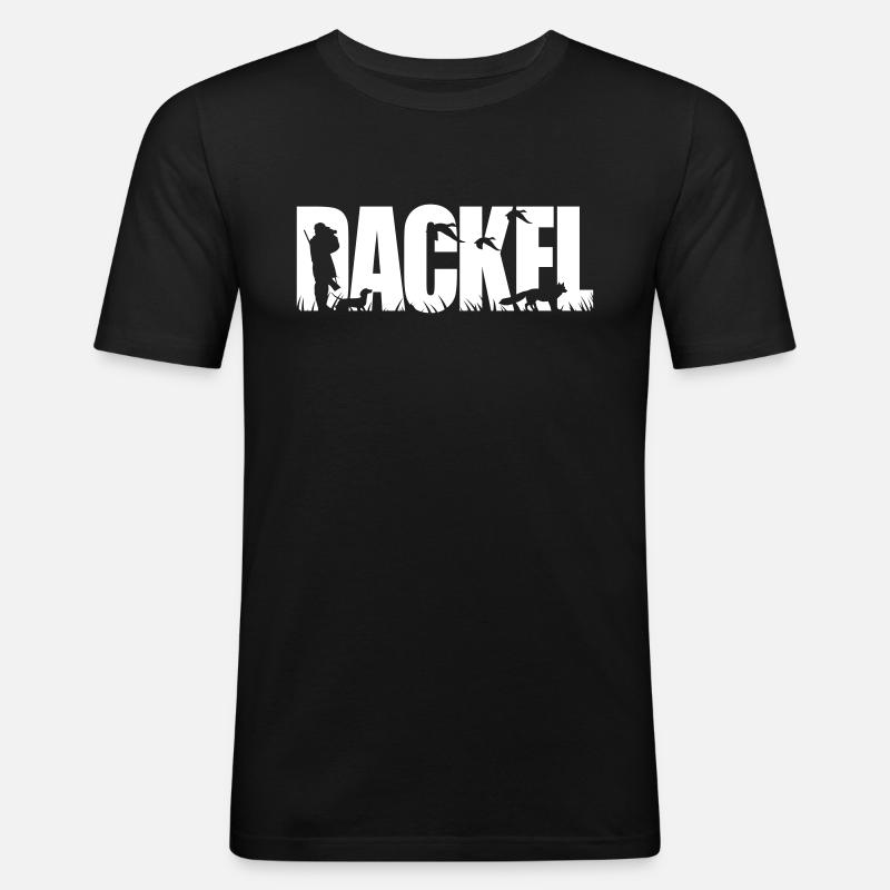 DACKEL Jagdhund - Männer Slim Fit T-Shirt - Schwarz
