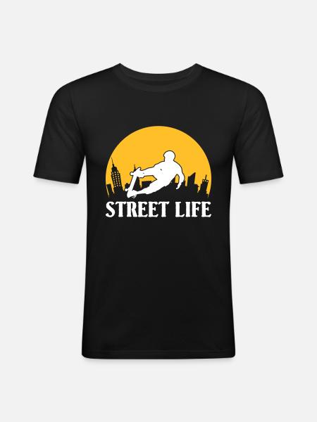 Street Life skateboard - Men's Slim Fit T-Shirt - black