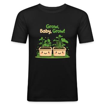Grow Baby Grow - Conception de jardin mignon - T-shirt près du corps Homme - noir - Devant - Nik (191cm)