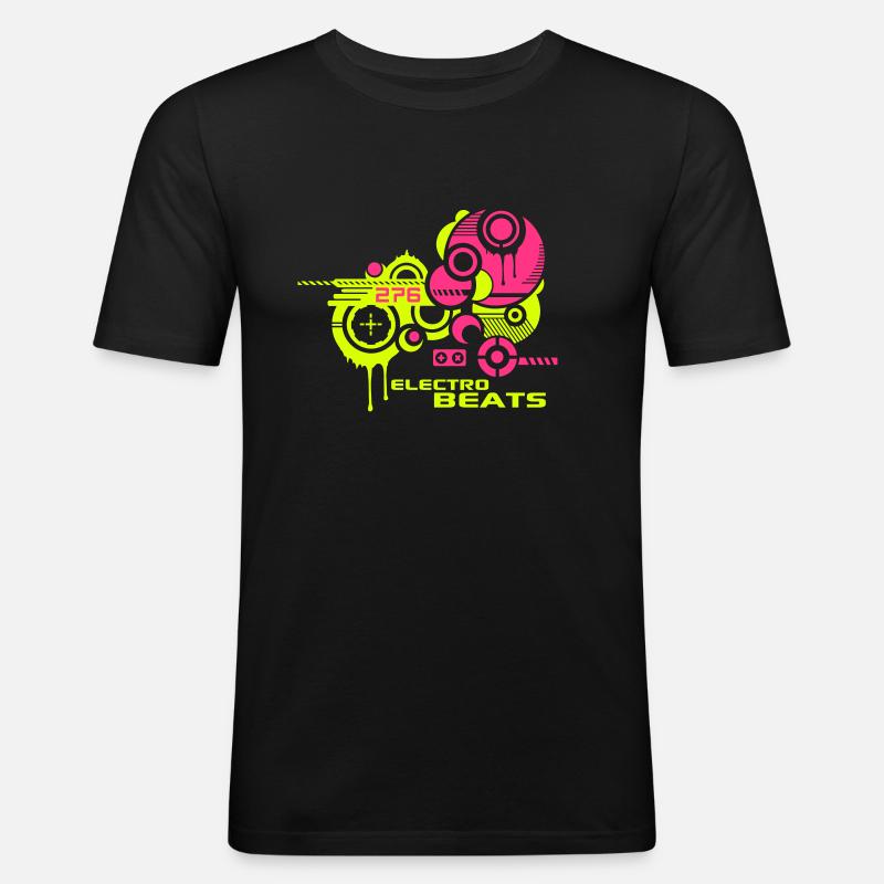 ELECTRO BEATS TECHNO TRANCE - Männer Slim Fit T-Shirt - Schwarz