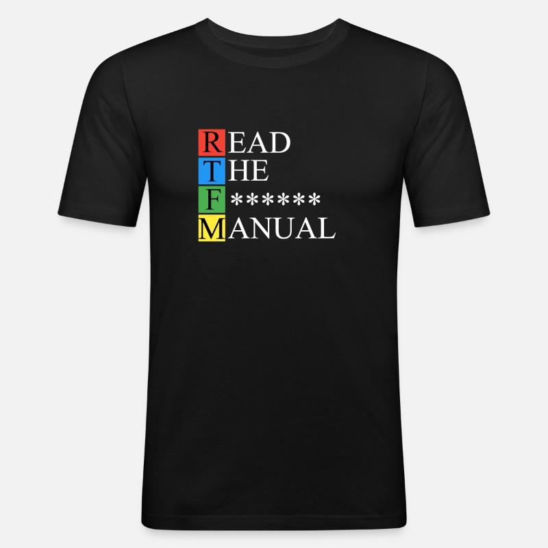 RTFM Dunkel - Männer Slim Fit T-Shirt - Schwarz