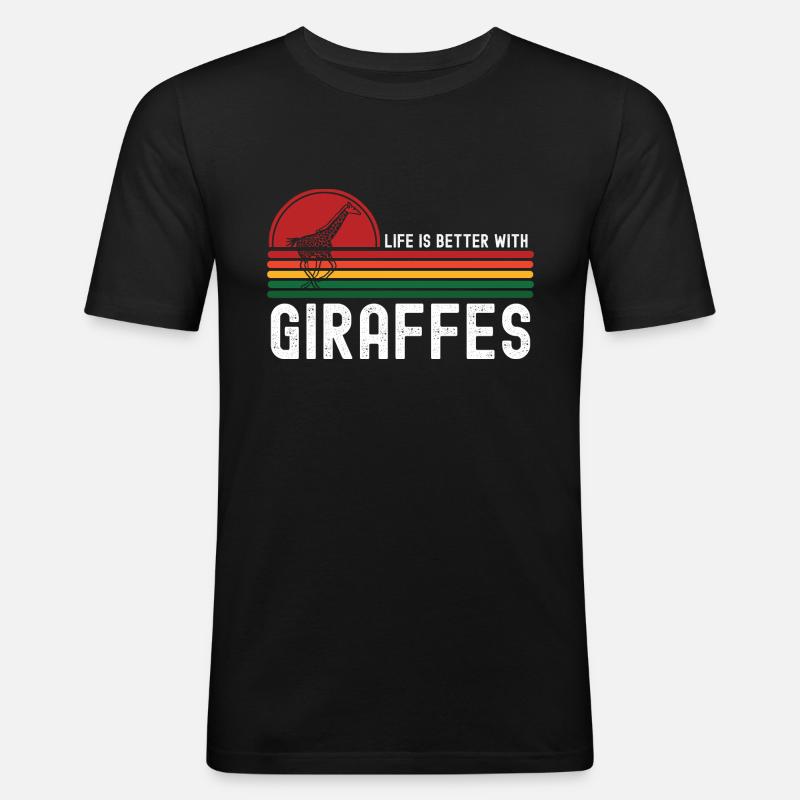 Giraffe - Männer Slim Fit T-Shirt - Schwarz