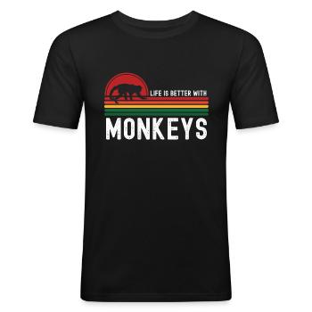 mono - Camiseta ajustada hombre - negro - delante - Nik (191cm)