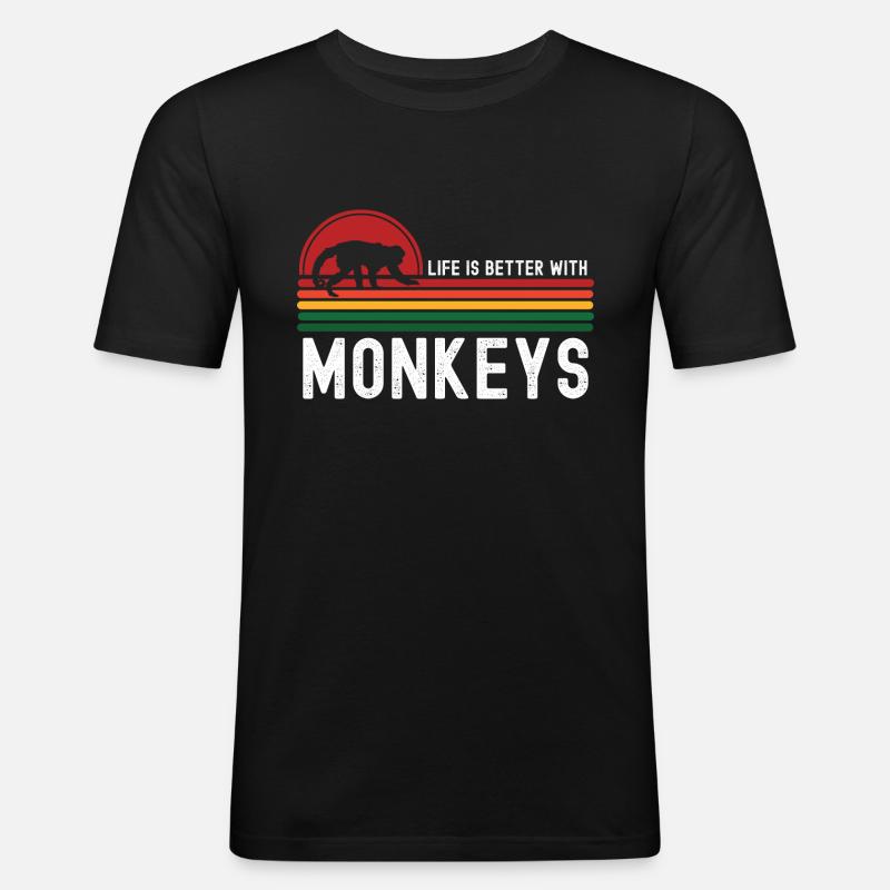 Affe - Männer Slim Fit T-Shirt - Schwarz