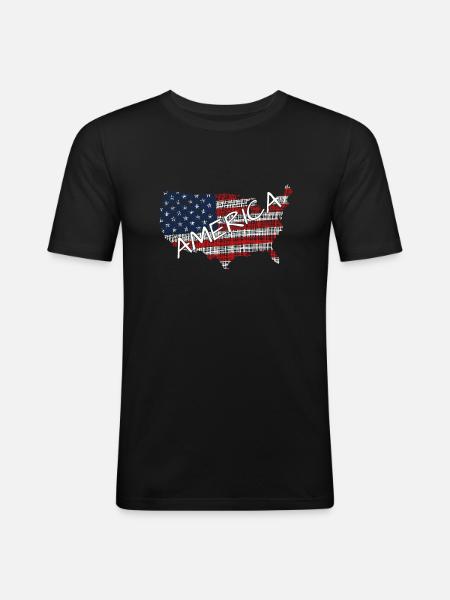 America USA - Männer Slim Fit T-Shirt - Schwarz