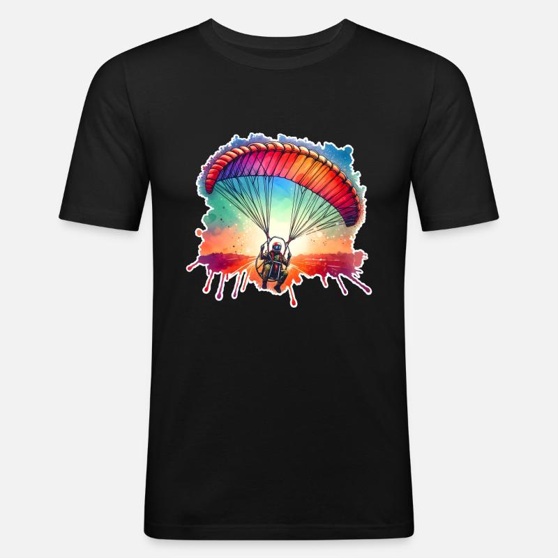 Motorschirm Paramotor - Männer Slim Fit T-Shirt - Schwarz
