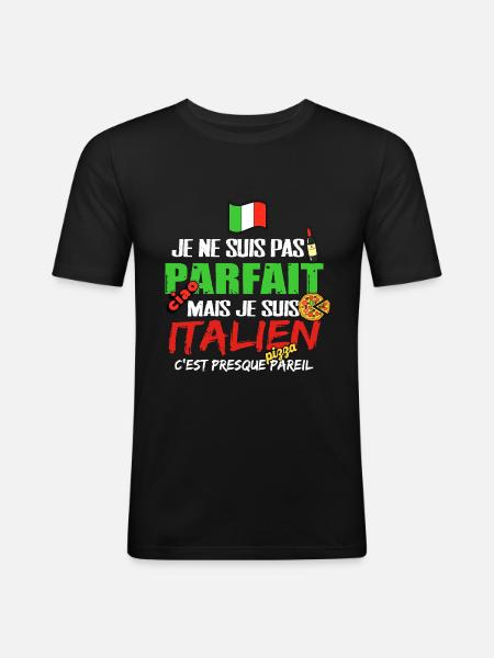 Italie cadeau drôle homme italien phrase drôle - T-shirt près du corps Homme - noir