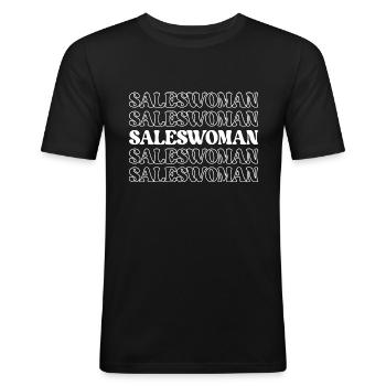 Saleswoman Salesperson Sales Representative Sales - Men's Slim Fit T-Shirt - black - Front - Nik (191cm)