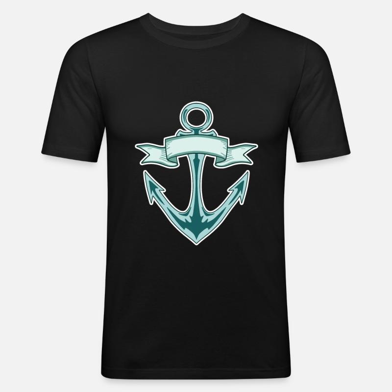 Anker - Männer Slim Fit T-Shirt - Schwarz