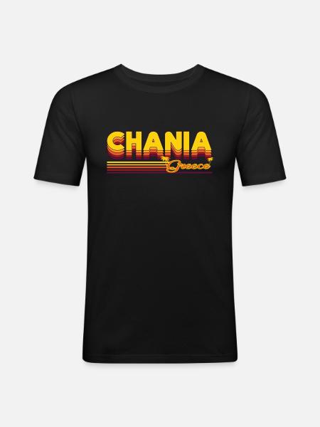Chania: Mediterranean retro design - Men's Slim Fit T-Shirt - black