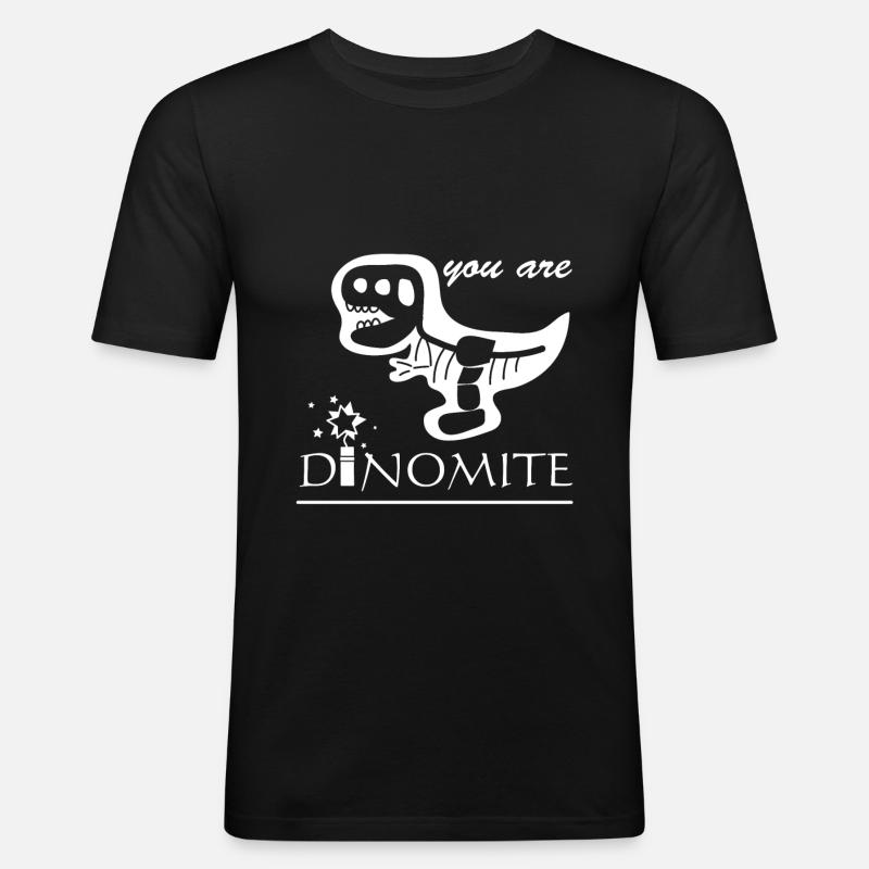 Dynamit Dino - Männer Slim Fit T-Shirt - Schwarz