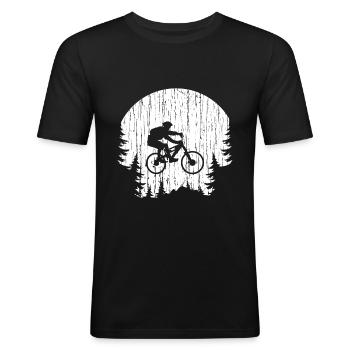 Mountainbiken - Männer Slim Fit T-Shirt - Schwarz - Vorne - Nik (191cm)