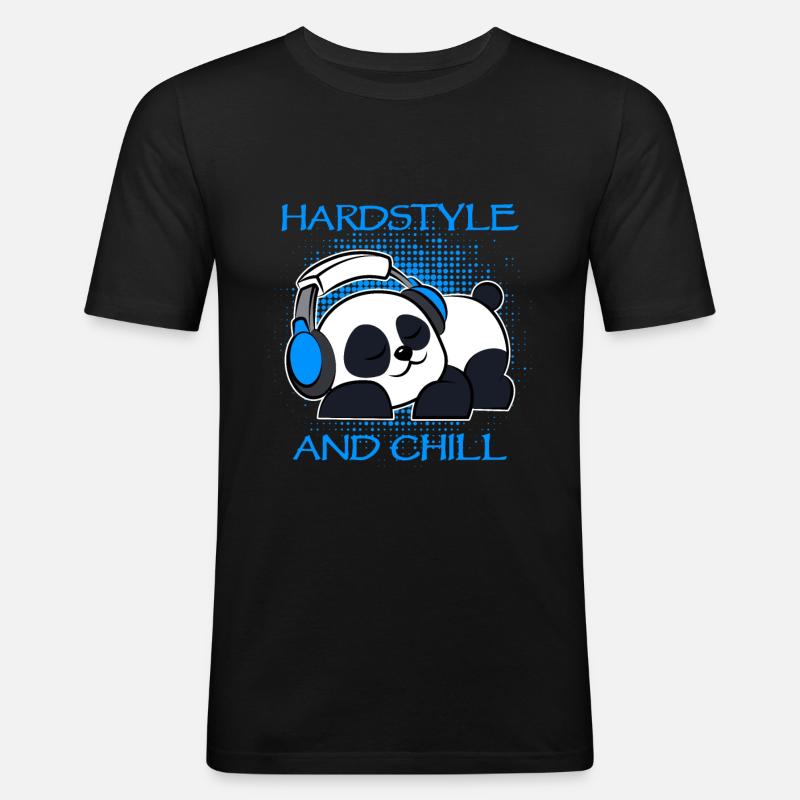 Hardstyle Panda - Männer Slim Fit T-Shirt - Schwarz