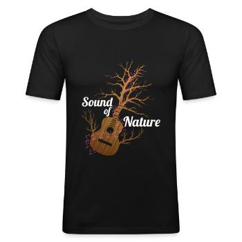 Gitarre Sound Natur - Männer Slim Fit T-Shirt - Schwarz - Vorne - Nik (191cm)