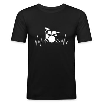 Batteur de broderie - T-shirt près du corps Homme - noir - Devant - Nik (191cm)