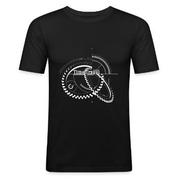 Zeitreise Zeitreisender - Männer Slim Fit T-Shirt - Schwarz - Vorne - Nik (191cm)
