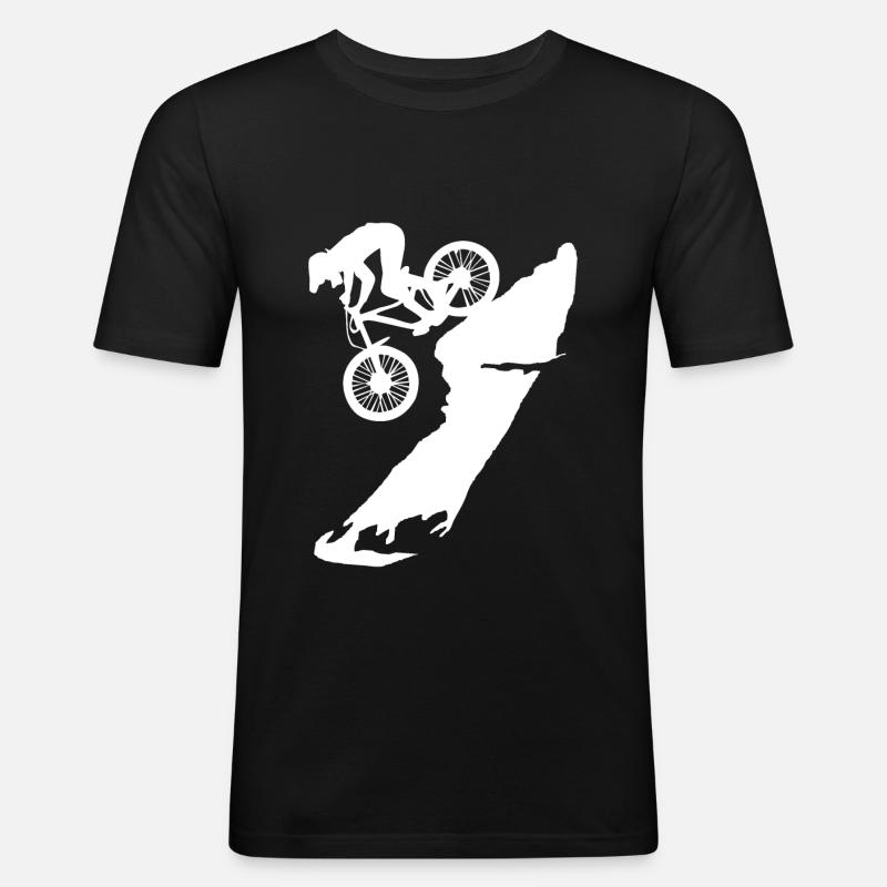MTB Downhill - Männer Slim Fit T-Shirt - Schwarz