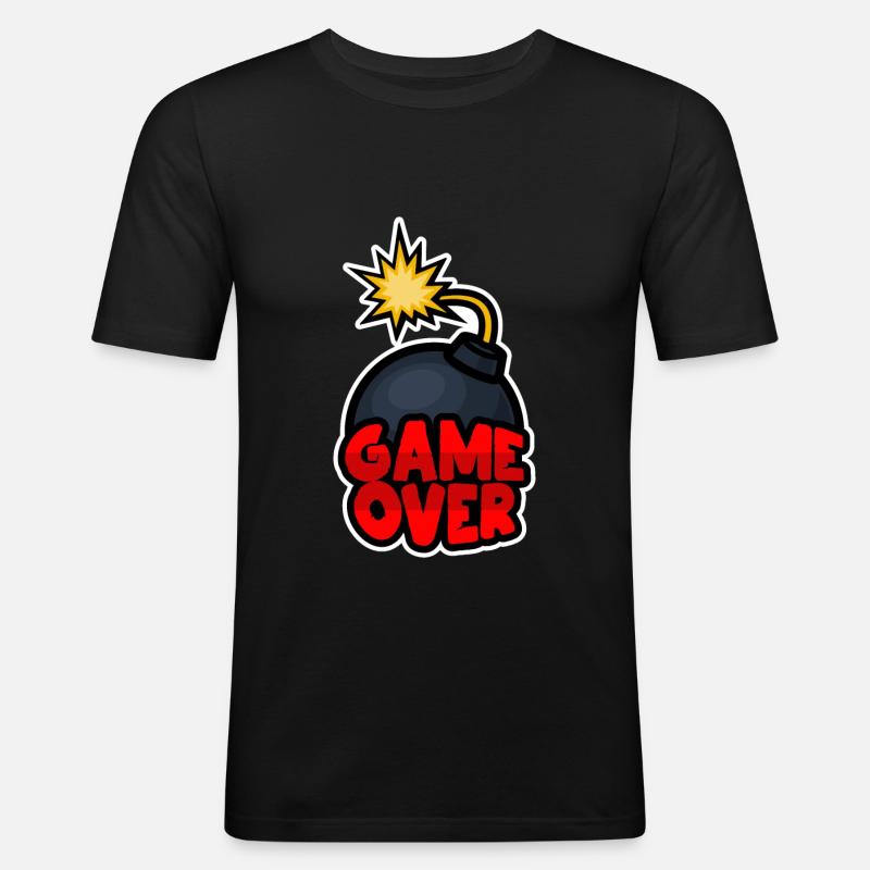 Game Over - Männer Slim Fit T-Shirt - Schwarz