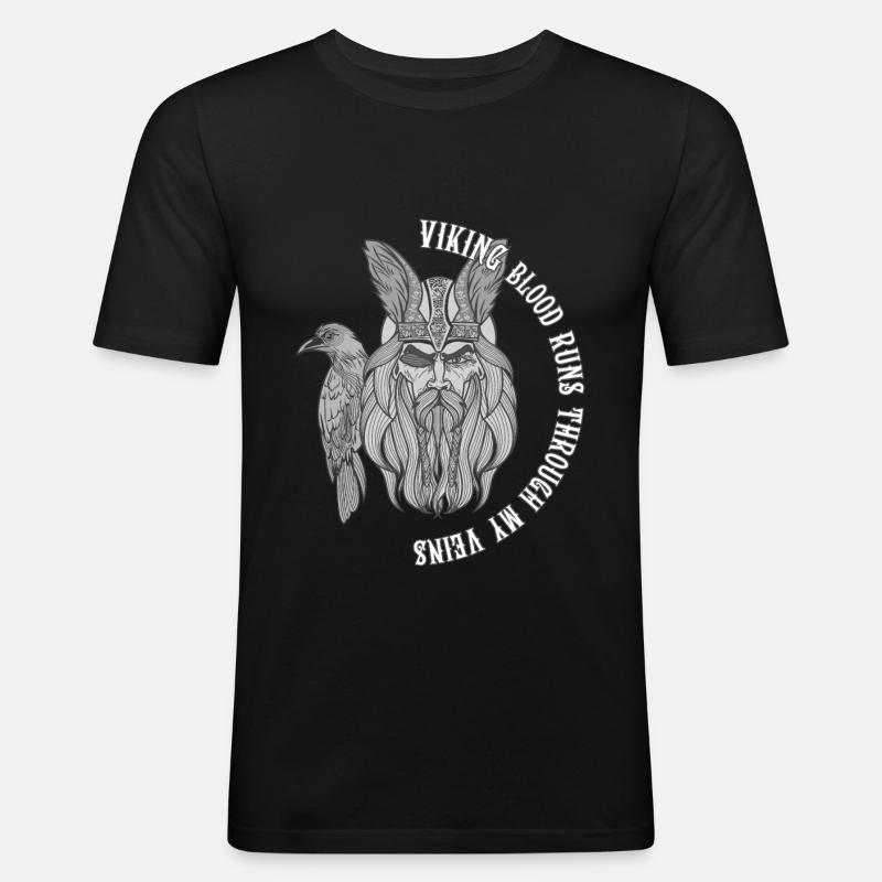 Wikinger-Blutvogel - Männer Slim Fit T-Shirt - Schwarz