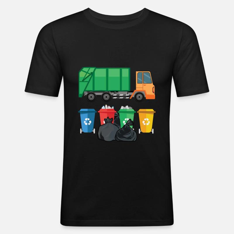 Müllwagen Recyceln Wiederverwenden Planet Save - Männer Slim Fit T-Shirt - Schwarz