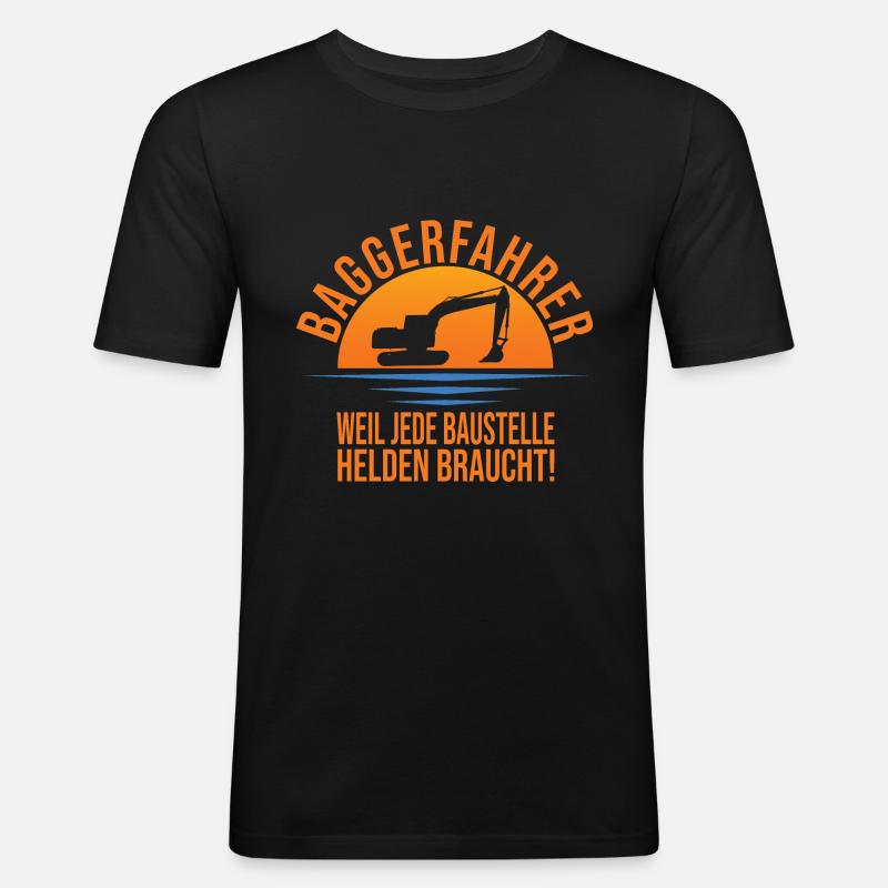 Baggerfahrer - Männer Slim Fit T-Shirt - Schwarz
