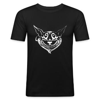Grinsekatze - Männer Slim Fit T-Shirt - Schwarz - Vorne - Nik (191cm)