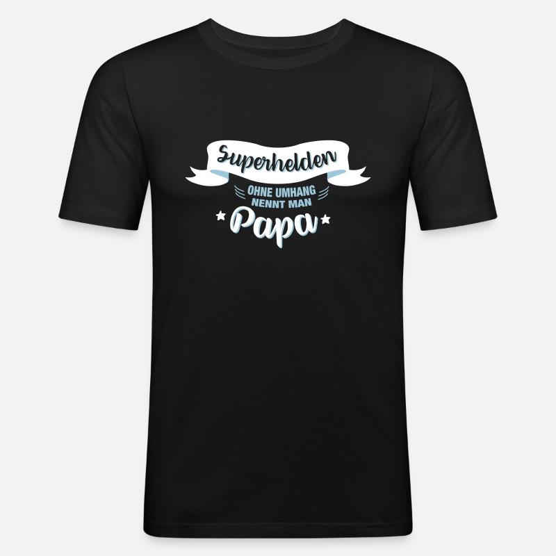 Superheld Papa - Männer Slim Fit T-Shirt - Schwarz
