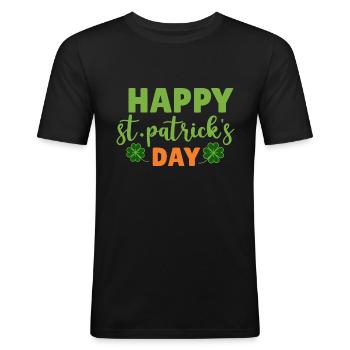 Happy St. Patrick's Day - Männer Slim Fit T-Shirt - Schwarz - Vorne - Nik (191cm)
