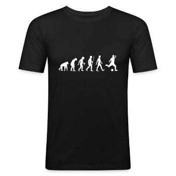 Evolution du football - T-shirt près du corps Homme - noir - Devant - Nik (191cm)