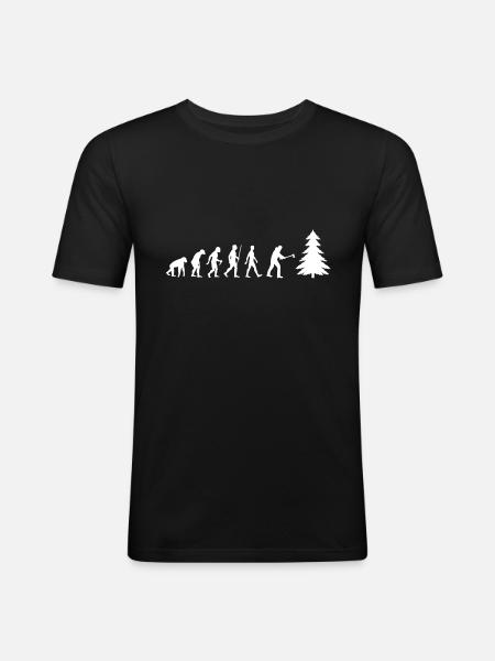 Förster Evolution Holzfäller Waldarbeiter - Männer Slim Fit T-Shirt - Schwarz