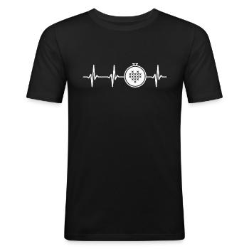 Cross Stitching Heartbeat - Men's Slim Fit T-Shirt - black - Front - Nik (191cm)
