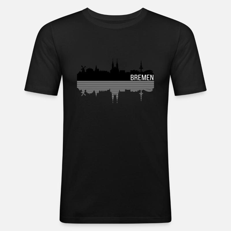 Bremen Skyline - Männer Slim Fit T-Shirt - Schwarz