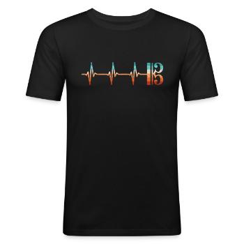 Bratschenschlüssel Herzschlag Viola Bratsche - Männer Slim Fit T-Shirt - Schwarz - Vorne - Nik (191cm)