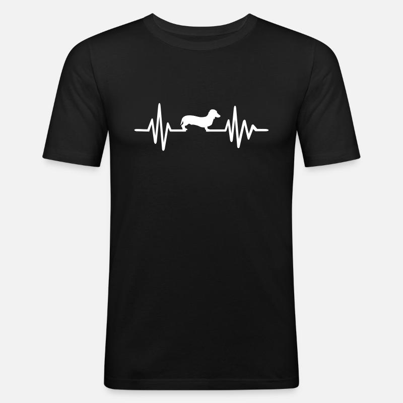 Dackel - Männer Slim Fit T-Shirt - Schwarz