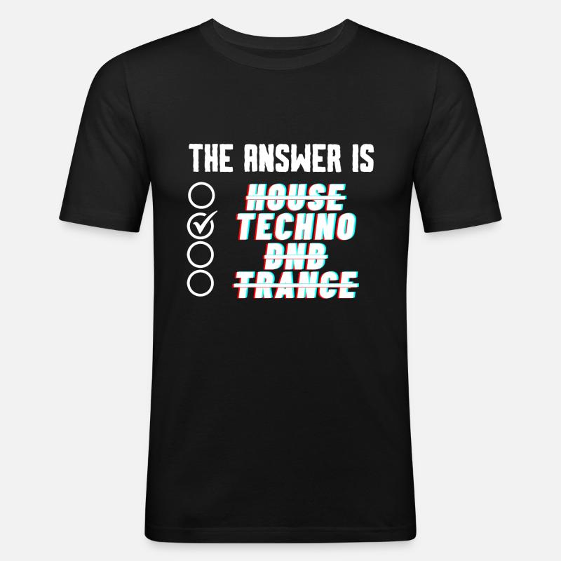 The Answer is TECHNO - Men's Slim Fit T-Shirt - black