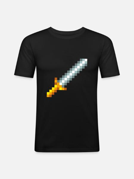 Rétro 8-bit Pixel Épée - T-shirt près du corps Homme - noir