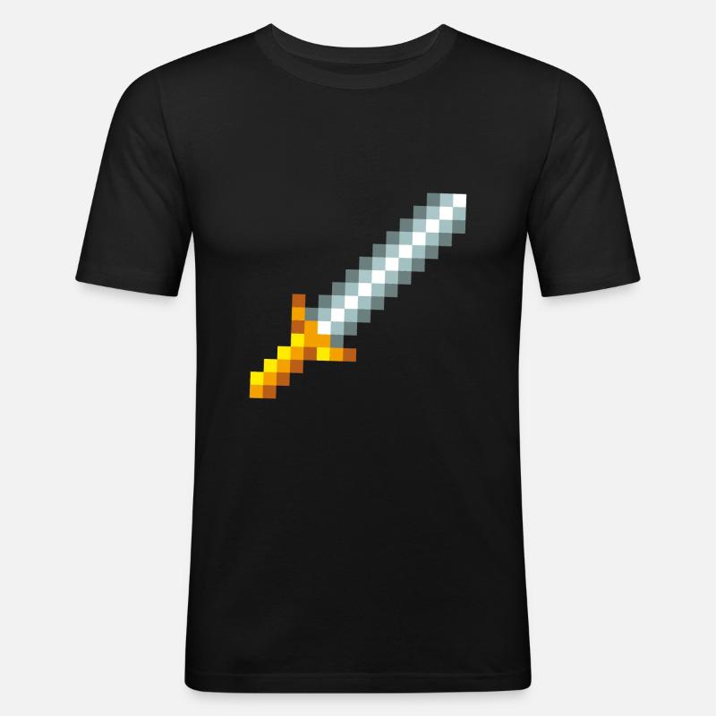Retro 8-bit Pixel Schwert - Männer Slim Fit T-Shirt - Schwarz