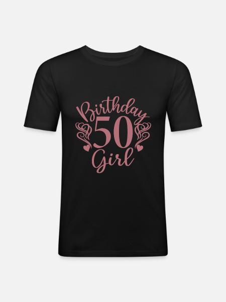Cute Birthday 50 Girl - Fabulous At 50 - Women - Men's Slim Fit T-Shirt - black