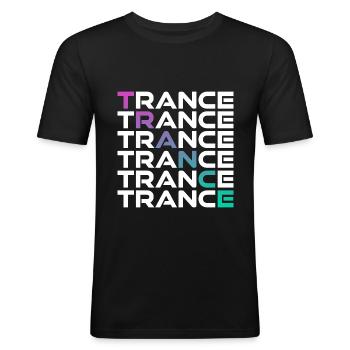 TRANCE - Männer Slim Fit T-Shirt - Schwarz - Vorne - Nik (191cm)