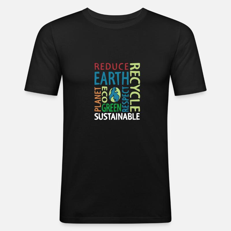 recycle earth - Männer Slim Fit T-Shirt - Schwarz