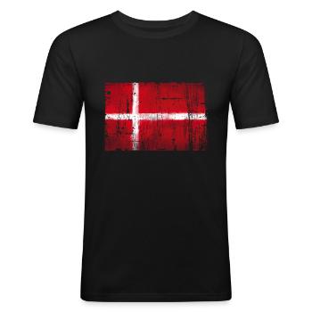 Dänemark - Männer Slim Fit T-Shirt - Schwarz - Vorne - Nik (191cm)