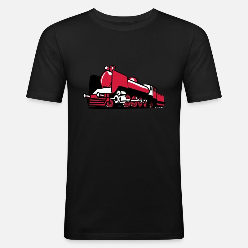dampflok eisenbahn tender - Männer Slim Fit T-Shirt - Schwarz