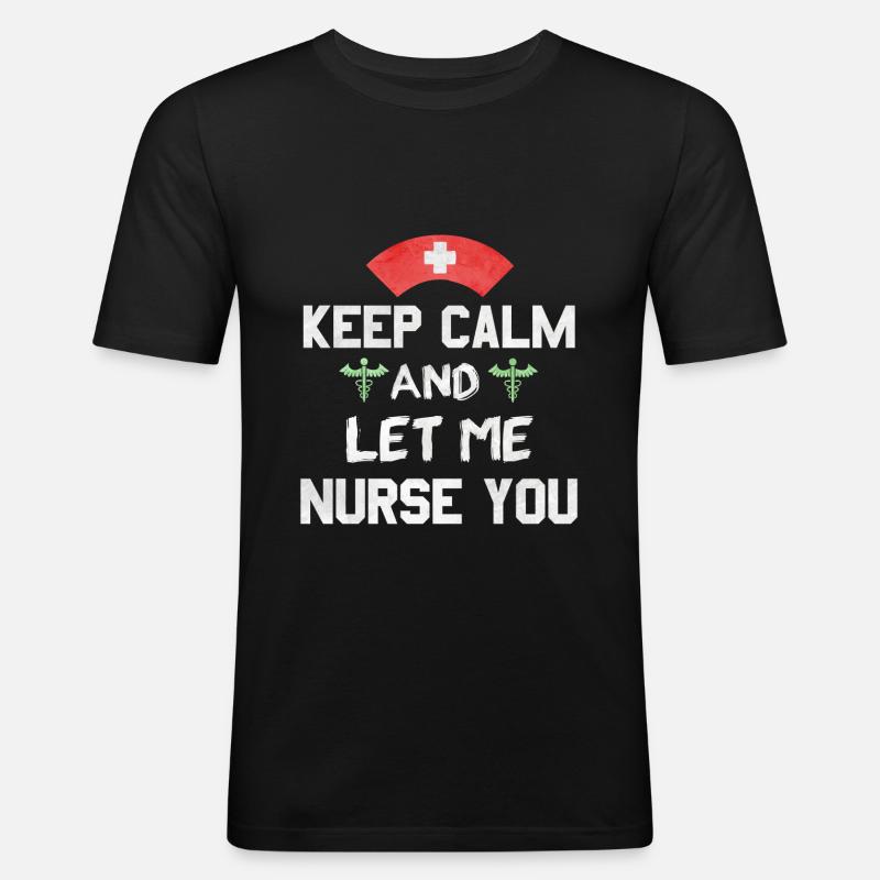 Keep Calm Krankenschwester Geschenk - Männer Slim Fit T-Shirt - Schwarz