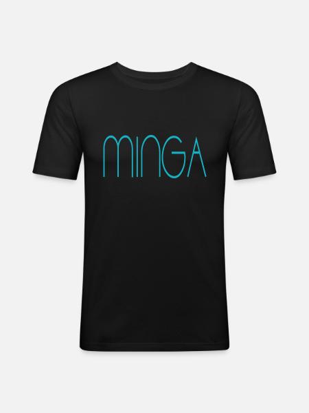 Minga - Männer Slim Fit T-Shirt - Schwarz