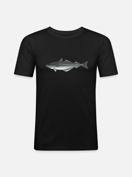 Seelachs_Natur - Männer Slim Fit T-Shirt - Schwarz
