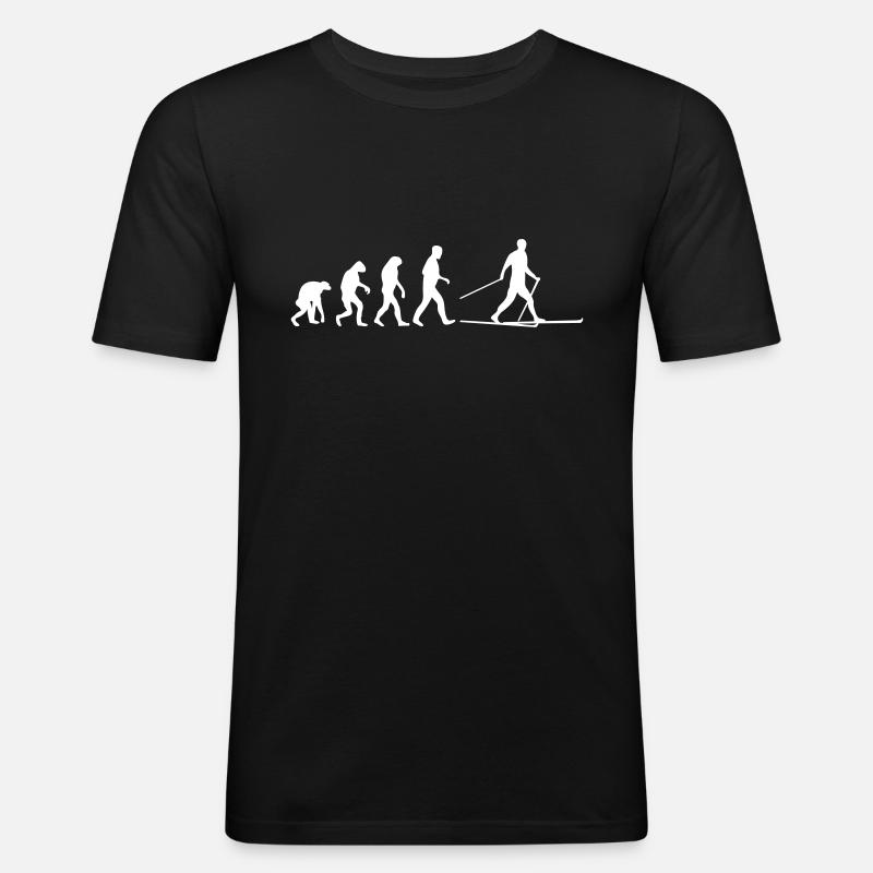 ski langlauf evolution - Männer Slim Fit T-Shirt - Schwarz