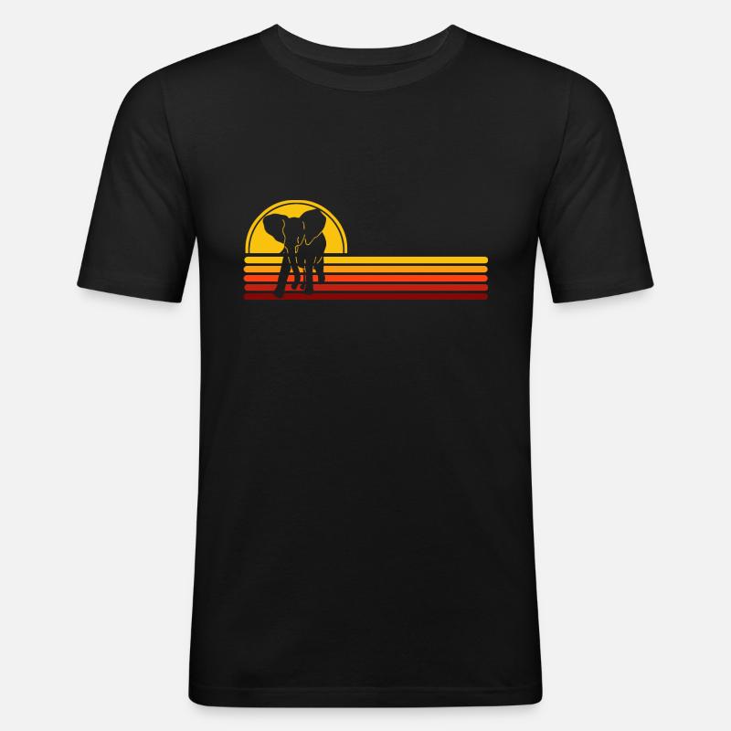 Elefant - Männer Slim Fit T-Shirt - Schwarz