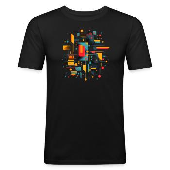 Figures Formes mathématiques Cercle Rectangle Géométrie - T-shirt près du corps Homme - noir - Devant - Nik (191cm)
